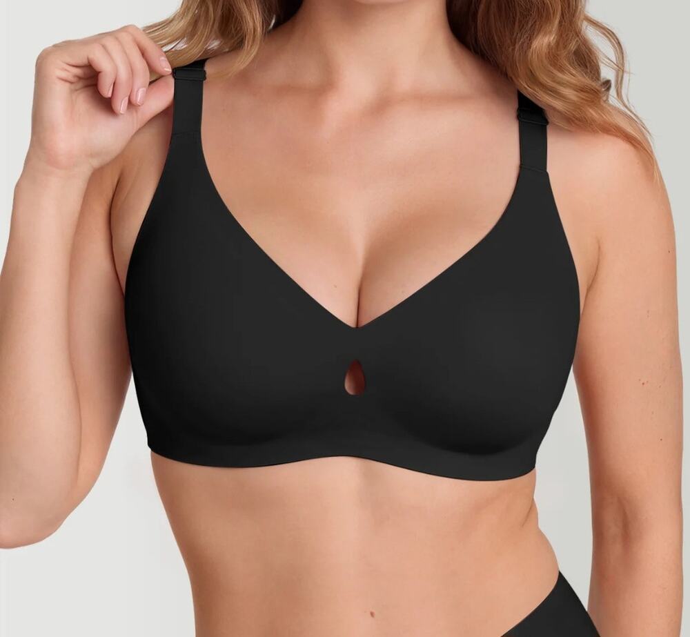 NWT LUCKMEEY AirEase Everyday Wireless Bra + Wash Bag Black XL